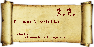 Kliman Nikoletta névjegykártya